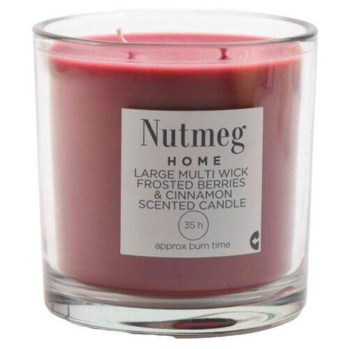 Nutmeg Home Large Multi Wick Frosted Berries & Cinnamon Scented Candle