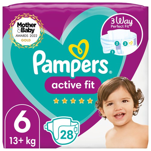 Pampers Active Fit Nappies Size 6, 13kg+, Essential Pack