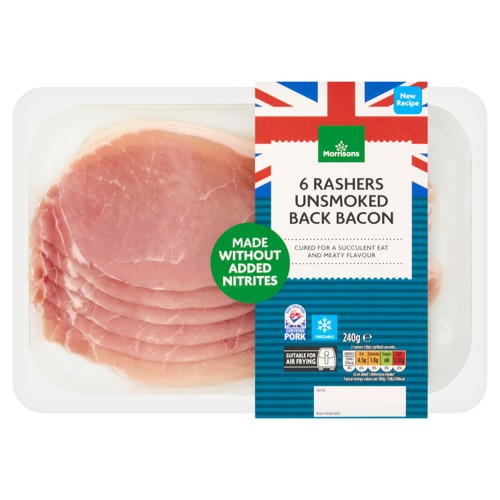 Morrisons Made Without Added Nitrites Unsmoked Back Bacon 240g