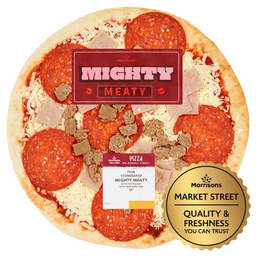 Market Street Mighty Meaty Thin Stonebaked 10 Pizza