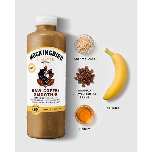 Mockingbird Raw Coffee Smoothie, Banana, Oats, Honey with Vitamins   750ml