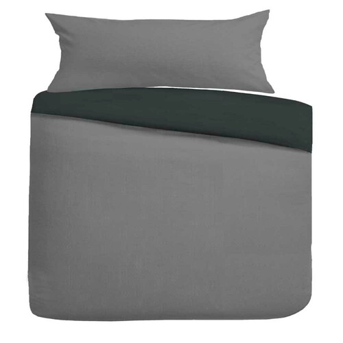 Nutmeg Home Easy Care Grey Reversible Duvet Single