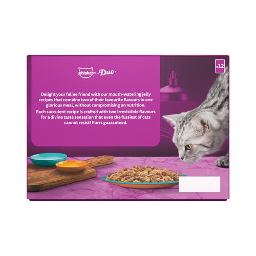 Whiskas 1+ Duo Surf and Turf Adult Wet Cat Food Pouches in Jelly 