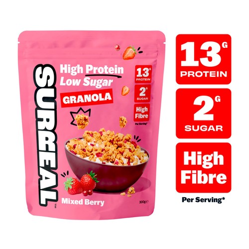 Surreal High Protein Low Sugar Mixed Berry Granola 300g