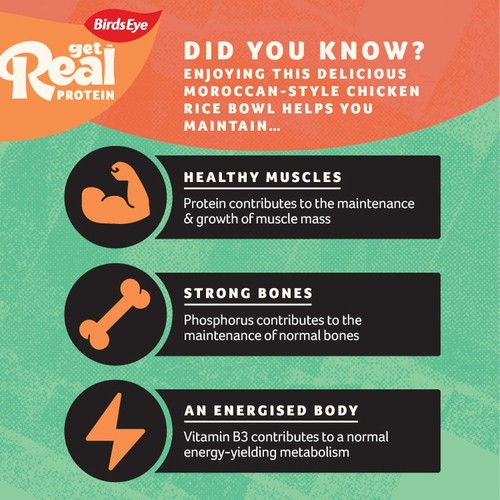 Birds Eye Get Real Protein Moroccan Style Chicken Rice Bowl 