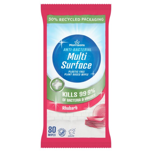 Morrisons Antibacterial Plastic Free Wipes Rhubarb