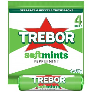 Trebor Peppermint Flavoured Softmints   4 x 38g