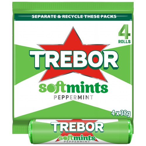 Trebor Peppermint Flavoured Softmints   4 x 38g