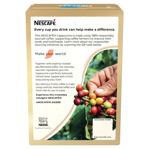 Nescafe Cappuccino Decaf Unsweetened Instant Coffee 7 Sachets 