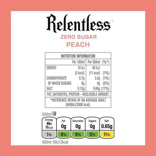 Relentless Peach Zero Energy Drink