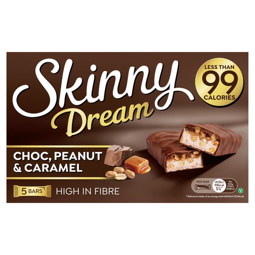 Skinny Dream Choc, Peanut & Caramel Bars   5 x 24g