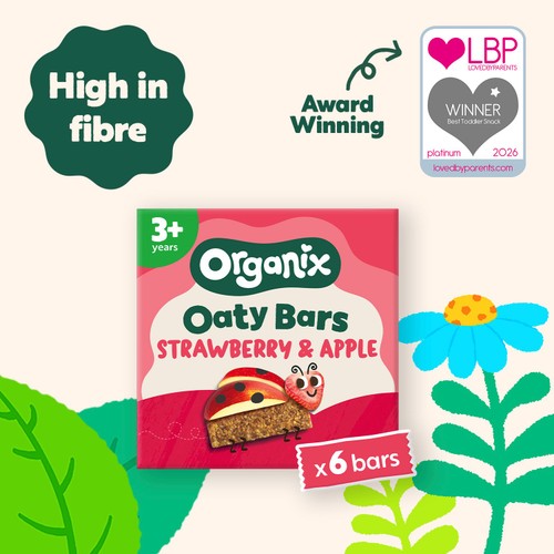 Organix Strawberry & Apple Oaty Organic Bars Toddler Snacks Multipack 6x23g