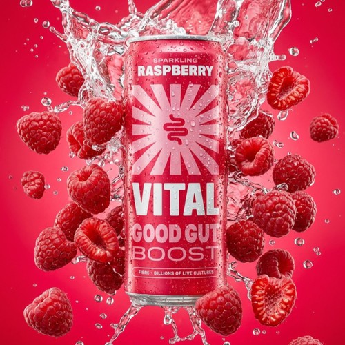 VITAL Gut Healthy Sparkling Raspberry Soda   4 x 335ml