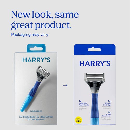 Harry's 5 Blade Cartridge And Handle Indigo Blue 1 Pack