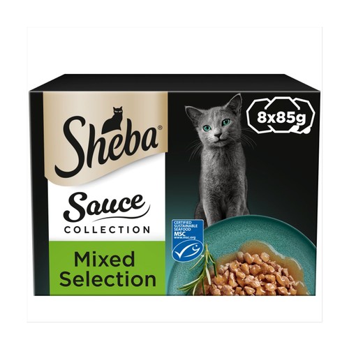 Sheba Sauce Lover Wet Cat Food Trays Mixed Collection in Gravy 8 x 85g