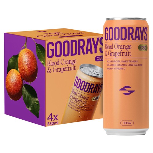 Goodrays CBD Infused Sparkling Orange & Grapefruit 