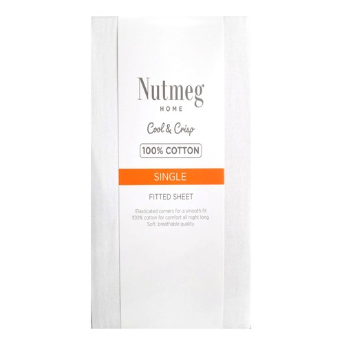 Morrisons 100% Cotton White Single Fitted Sheet