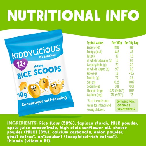 Kiddylicious Cheesy Rice Scoops  4 x 10g