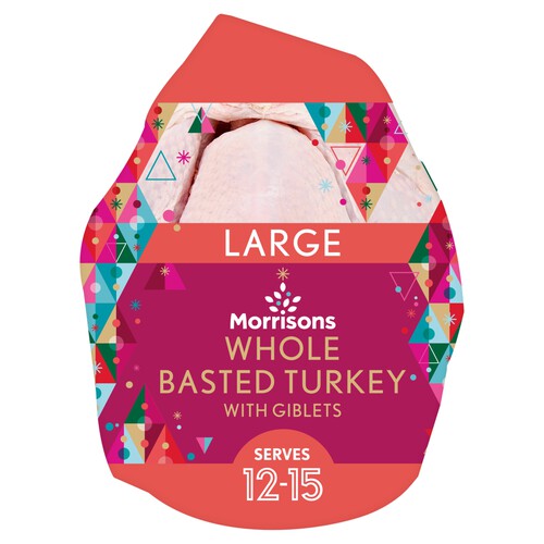 Morrisons Frozen Large Whole Basted Turkey With Giblets Serves 12-15