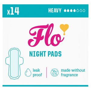 Flo Bamboo Night Period Pads With Wings 14 Pack