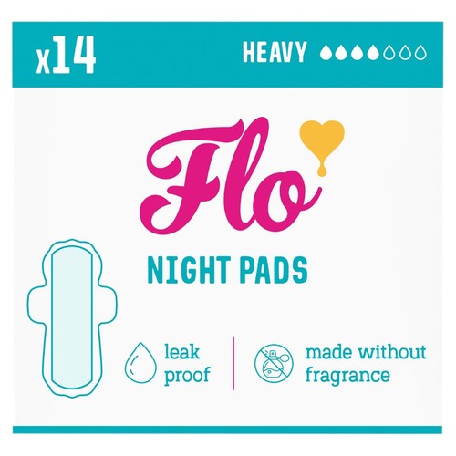 Flo Bamboo Night Period Pads With Wings  14 Pack