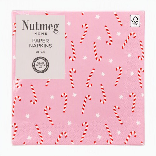 Nutmeg Candy Cane Paper Napkins 20 Pack
