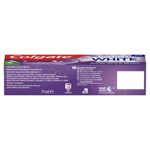 Colgate Advanced White Purple Teeth Whitening Toothpaste 75ml
