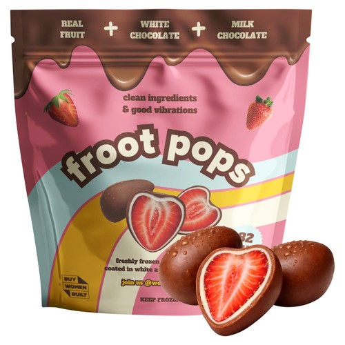 Froot Pops frozen strawberries coated in white milk chocolate