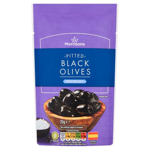 Morrisons pitted black olives with sea salt