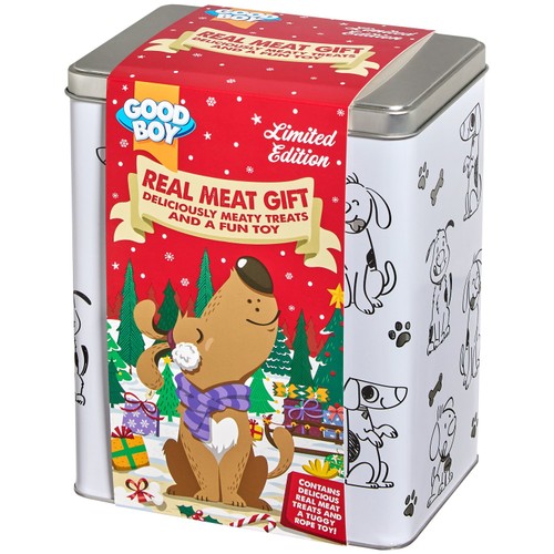 Good Boy Festive Tin With 4 Treats & Rope