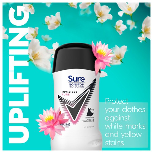 Sure Antiperspirant Deodorant Stick Nonstop Protection Invisible Pure 50ml