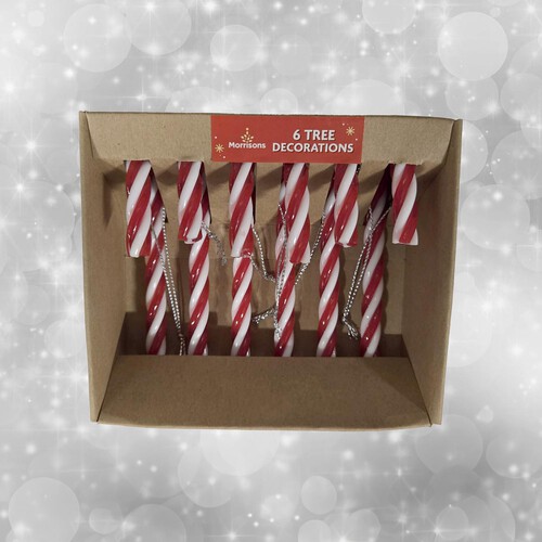 Morrisons 6 Candy Cane Tree Decorations