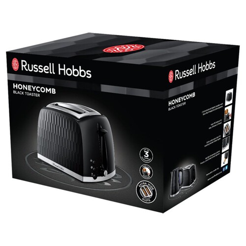 Russell Hobbs Black Honeycomb 2 Slice Toaster 