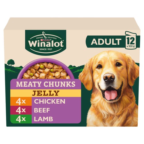 WINALOT Meaty Chunks Mixed in Jelly Wet Dog Food 12x100g