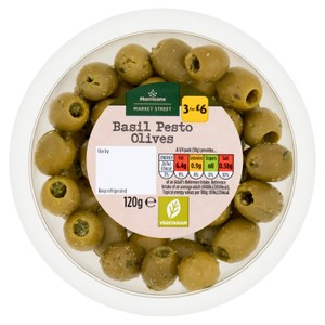 Morrisons Deli Basil Pesto Olives   120g