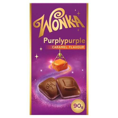 Wonka Purply Purple Milk Chocolate & Caramel Flavour Chocolate Bar 90g