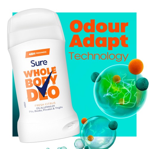 Sure Women Fresh Citrus Whole Body Deodorant Stick 48h Odour Control   50ml