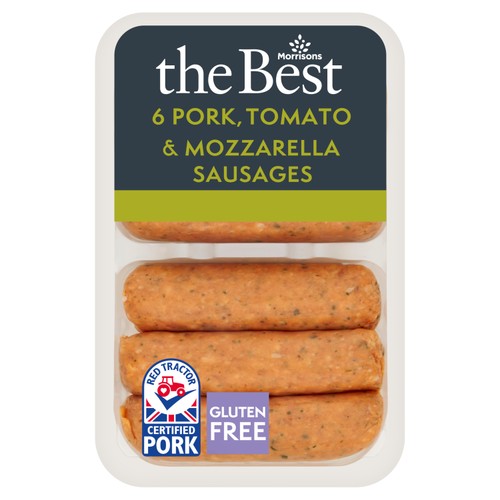 Morrisons the best 6 pork tomato mozzarella sausages 400g