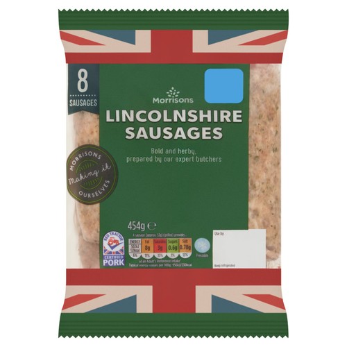 Morrisons Butcher's Style 8 Thick Lincolnshire Sausages 454g