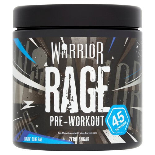 Warrior Rage Blazin Blue Razz Pre Workout Supplement 