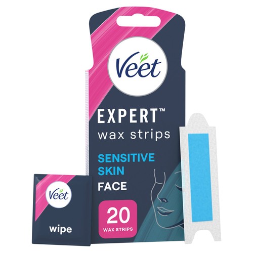 Veet Expert Wax Strips Face Sensitive   20 pack