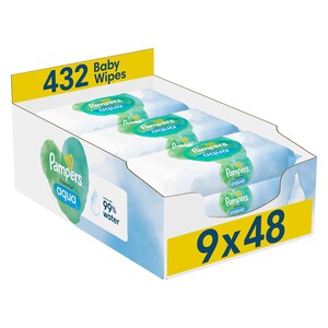 Pampers Harmonie Aqua Baby Wipes Plastic Free 9 x 48 per pack