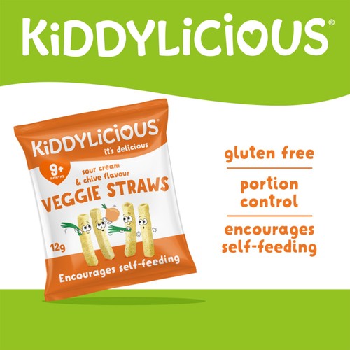 Kiddylicious Sour Cream & Chive Flavoured Veggie Straws Baby Snacks