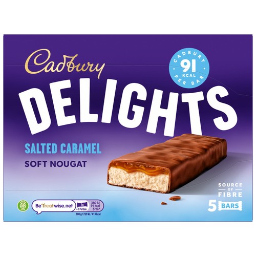 Cadbury Delights Salted Caramel Chocolate Nougat Bar 5 Pack