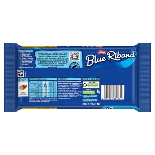 Blue Riband Milk Chocolate Wafer Biscuit Multipack 12 Pack