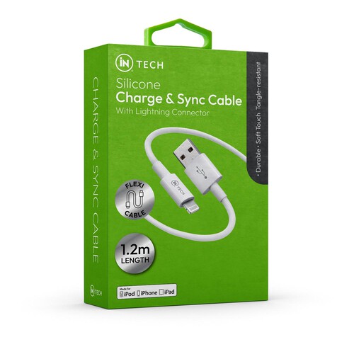 In Tech Charge & Sync Cable With Lighting Connector White