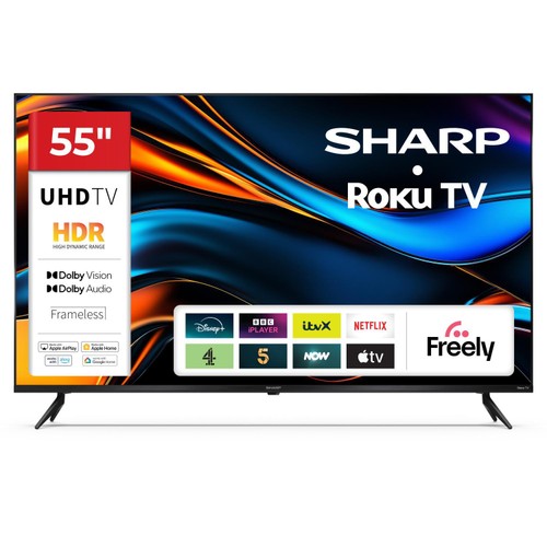 Sharp 4T-C55HJ4125kb 55 Inch 4K Ultra HD Roku TV With Freely
