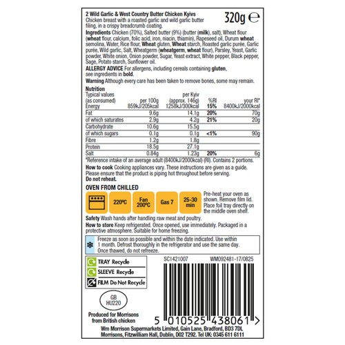 Morrisons British The Best 2 Wild Garlic & Butter Chicken Kyivs 320g