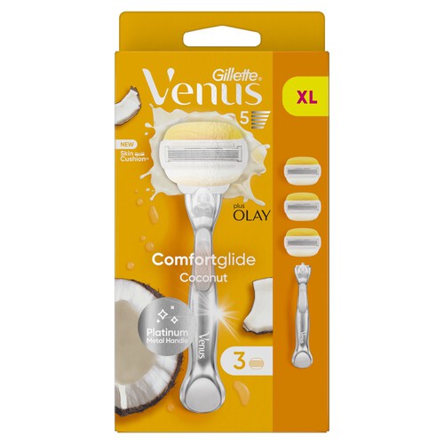 Gillette Venus Comfortglide Coconut Plus Olay Razor + 3 Blades