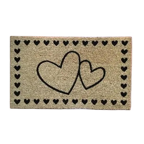 Double Heart Vinyl Backed Coir Tufted Doormat 45x75cm